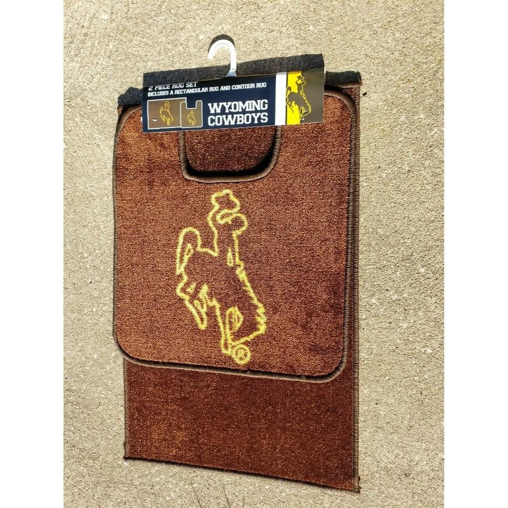 WYOMING COWBOYS 2 PIECE BATH RUG SET WITH NON-SKID BACKING NEW SET